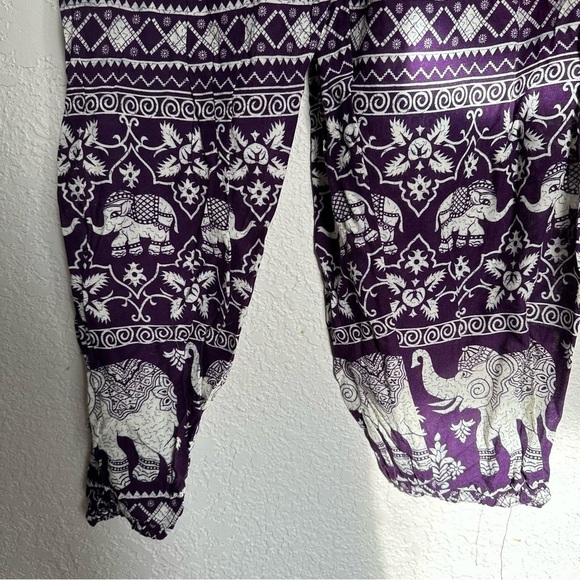 Elephant print stretchy waist drawstring pants - Picture 4 of 7